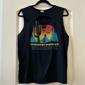 Black Wanderer Graphic Tank Top